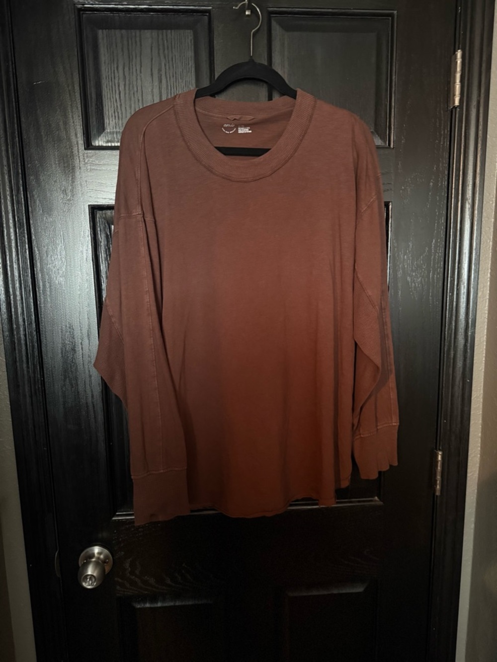 Aerie Long Sleeve Crewneck Shirt - Brown